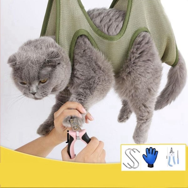 Anti-Scratch Nagelsaxar Bitsäker Fixerad Väska Bad Trim Begränsningsväska Husdjursskötsel Hängande Hängmatta Husdjurstillbehör Set
