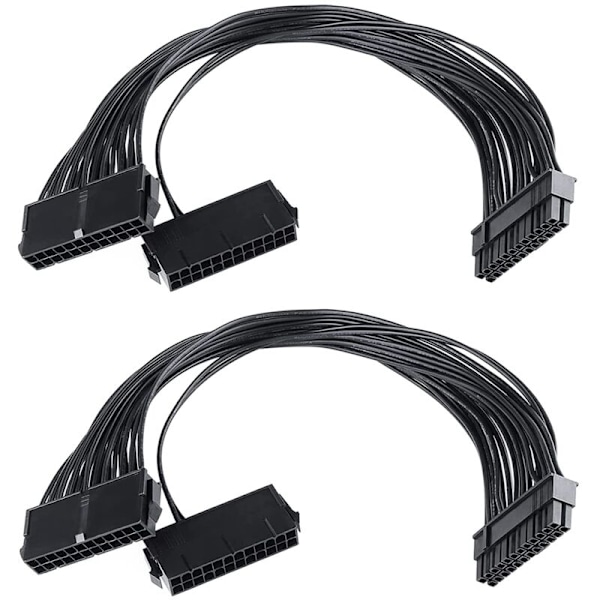 2 st Dubbla Strömförsörjningsadapter PSU-förlängningskablar, 24 18 AWG Stift, Används för Gruvdrift Spelande Moderkort ATX