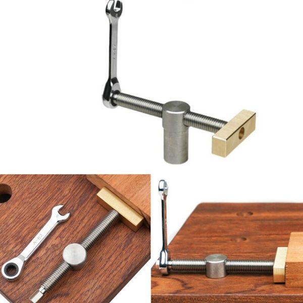 Puusepän pöytäpuristin Tenon Head Brass Baffle Ruostumaton teräs Pöytäratchet-lukko Pöytäpuristin 20mm Pöytäkortti