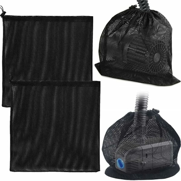 2 stk. Pumpe Nettpose, Mesh Vannpumpe Filterpose, Pumpe Barrierepose, Pumpe Beskyttelsespose, med Trekkstreng for Dam Biologiske Filter (45 x 45 cm)