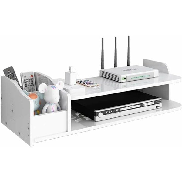 WiFi-reitimen säilytyslaatikko, kelluva hylly kaukosäätimellä, seinään kiinnitettävä TV-säilytyshylly kaapeleille, reitittimille, kaukosäätimille, DVD-soittimille