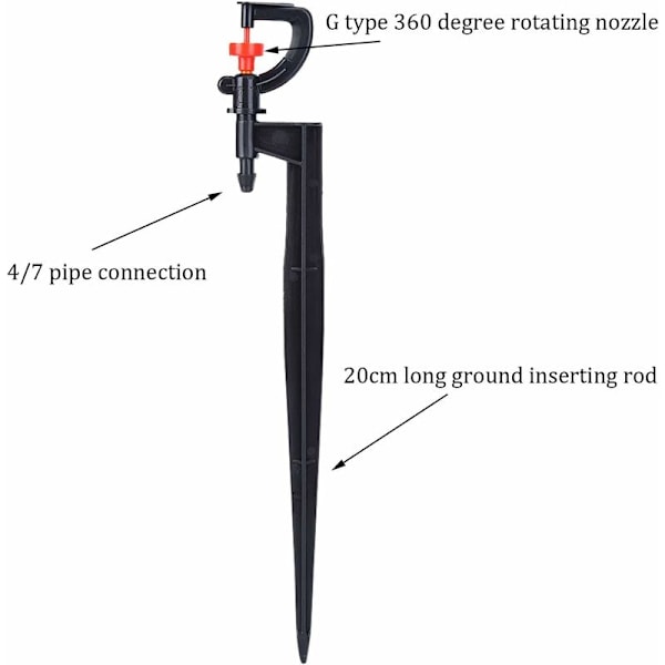 Vandingssprinkler, 20 stk, G-type 360 ​​graders roterende mikrosprinkler