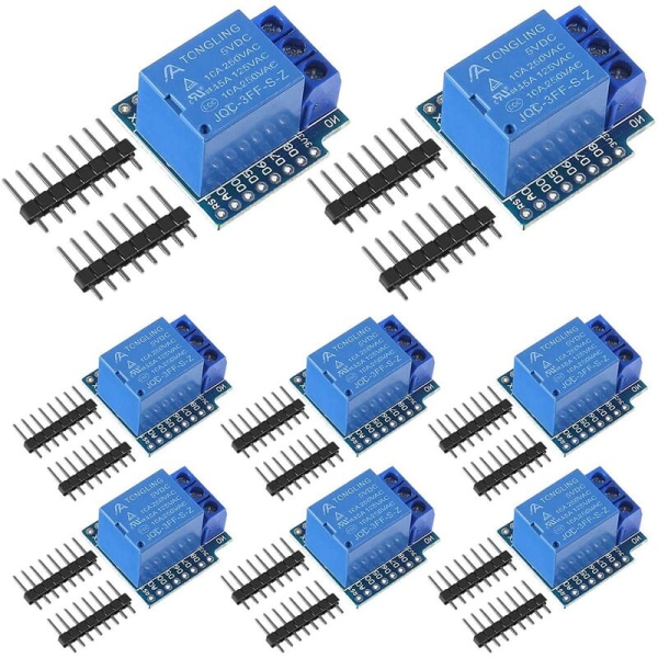 8 stk 5V en-kanals relémodul relébryter 5V mini reléskjerm for WeMos også for WeMos D1