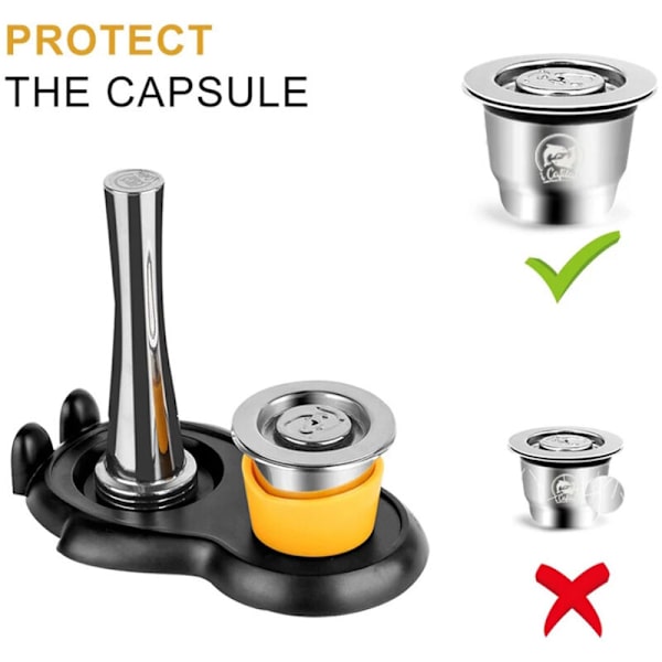 Rostfritt stål kaffekapsel hammarbas set påfyllningsbar kaffeplatta kaffemaskin tillbehör för Nespresso