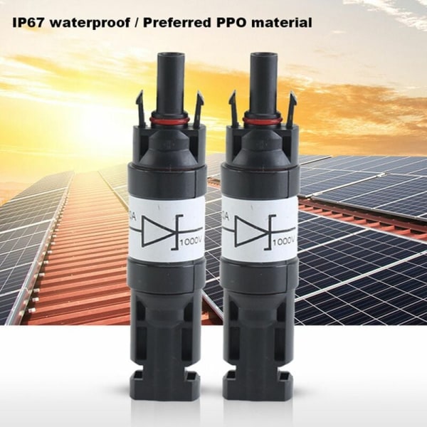 Aurinkoliittimen osat vedenpitävällä diodi PV-liittimellä DC1000V 20A IP67 PPO-urosliitinpistorasia