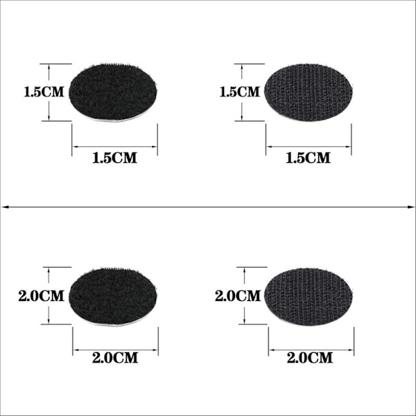 Pyöreät liima-tarrat, 200 kpl 20 mm naarmuuntumattomat pyöreät tarrat kotiin, kouluun, toimistoon DIY (100 paria) musta