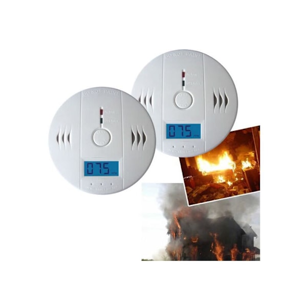2x Kolmonoxid CO Gasdetektorlarm Varning CE-certifierad