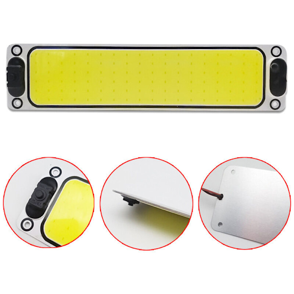 2 st vita COB 108 LED 12V 24V tak innertak interiör kabellampa panel kupol bil läsning registreringsskylt ljus