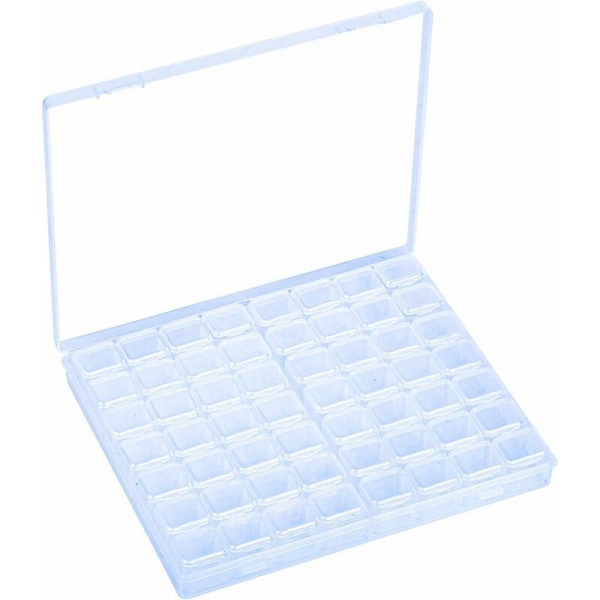 Plastförvaringslåda för smycken med 56 fack, avtagbar pärlhållare, halsband, örhänge, transparent separator för DIY-hantverk, diamantbroderi, nagelkonst, org