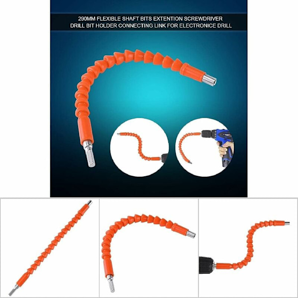 300mm Universell Flexibel Axel Sexkantskruvmejsel Förlängningsförlängning för Borrskruvdragare Elektronisk Skruvmejsel (Orange)