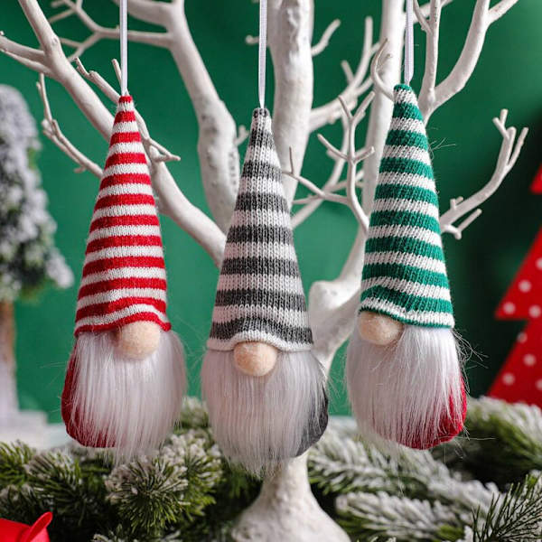 Jule Strikkede Dukke Ornamenter Julepynt til Nisse Dukke Juletræ Hængende Vedhæng