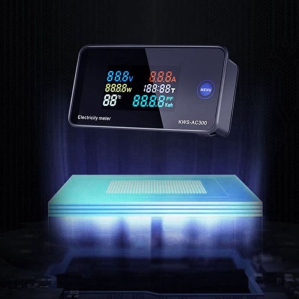 AC Voltmeter 50-300V Ammeter KWS Powers Energy Meter LED Digital Wattmeter AC Electric Meter (Med Split Transformer)