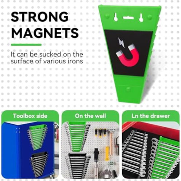 4 Pak Magnetisk Nøgleorganisator Værktøjsbakker, Premium SAE (1/4-1/16 Tommer) og Metrisk (6mm - 24Mm) Nøgleholdere