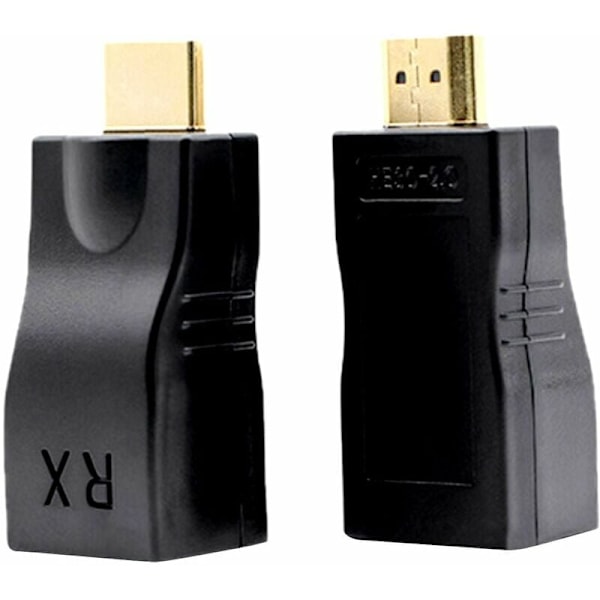 HDMI-förlängare, HDMI till RJ45 nätverkskabel förlängare omvandlare repeater, 30M HDMI till RJ45 nätverkskabel förlängare omvandlare adapter repeater över Cat 5