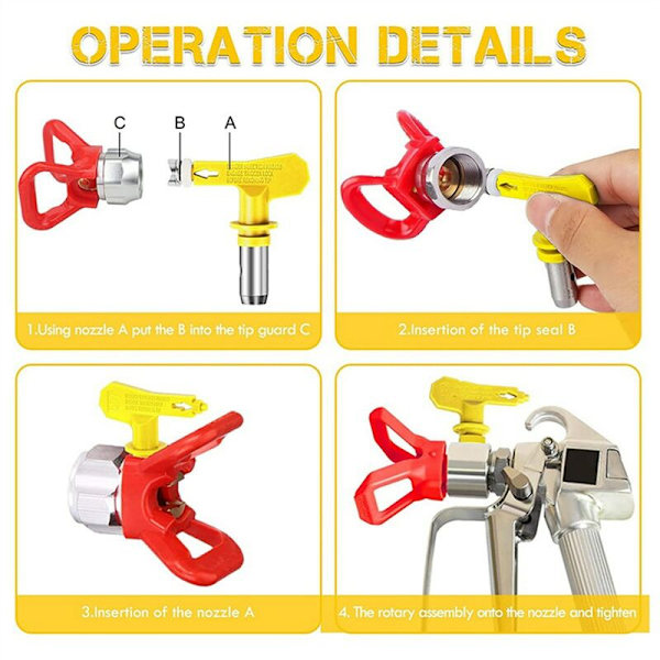 Airless färgsprutepistolmunstyckesats, vändbara spraymunstycken Airless färgsprutepistolmunstycken Airless spruta spraydelar