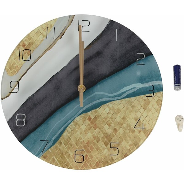 Väggklocka Nordisk Dekorativ Marmor Tryck Väggklocka Mute Quartz Rund Glas Väggklocka Modern Design Heminredning