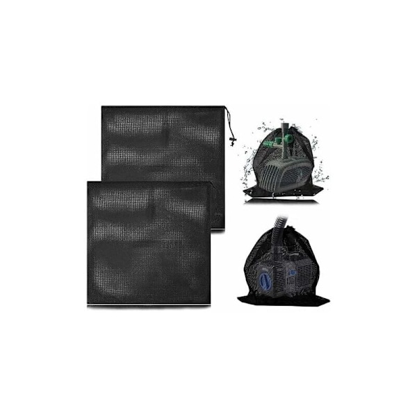 2 stk. Pumpe Mesh Bag, Filterpose for Vannpumpe vannnett, barrierepose for pumpe, med snor for biologiske damfiltre (45 x 45 cm)