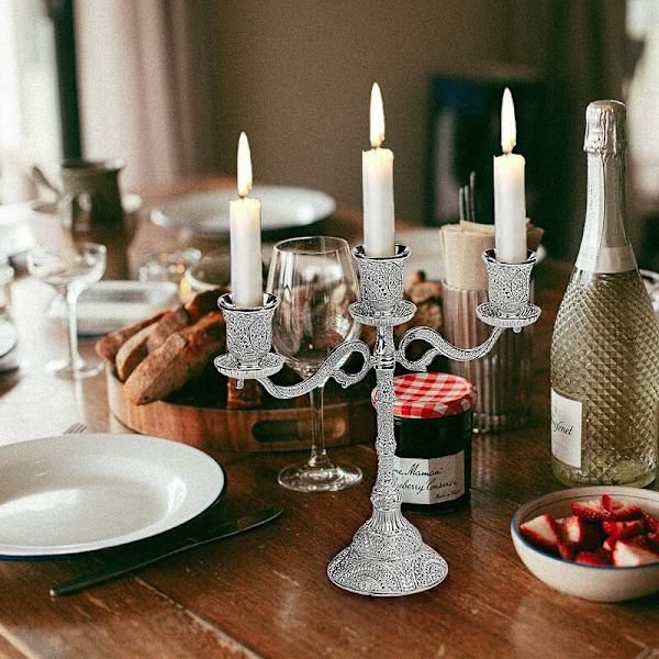 Candelabra Lysestage Legering Lysestage 2422cm 3 Arme, Sølv Tekstur, Klassisk Stil, Hjemmeindretning, Stearinlys Middag, Jul Bryllup Indretning og