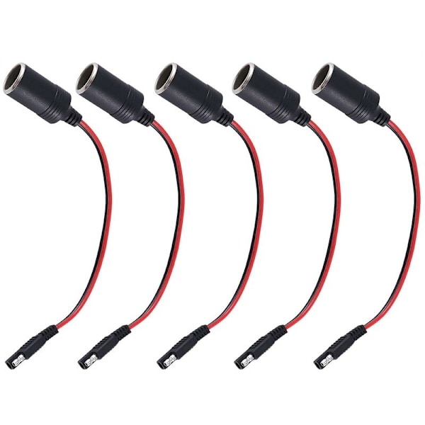 5 st kvinnliga tändaruttag till med 2-stifts snabbkopplingsstickkontakt 14awg förlängningskabel