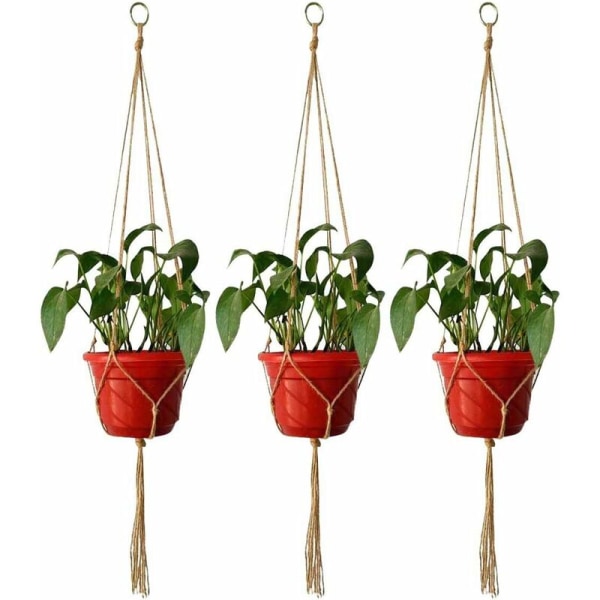 4 st Macrame Växthängare, Bomullsrep Växthängare, Handvävda Blomma Krukställ för Hem Kontor Balkong Trädgård Inomhus och Utomhus Dekoration 105c