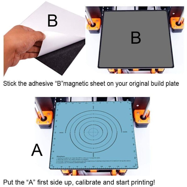Kaksikerroksinen magneettinen tulostuslämpöalusta-tarra rakennuspinta-teipillä 3D-tulostimelle, lämmitetty alusta-tarra (220X220Mm)