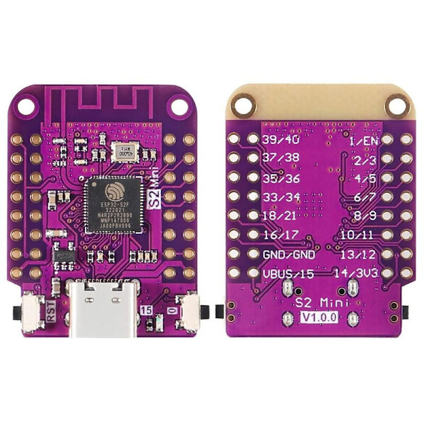 4 stk ESP32 S2 Mini V1.0.0 WiFi IOT-kort basert på ESP32-S2FN4R2 ESP32-S2 4MB Flash 2MB PSRAM MicroPython