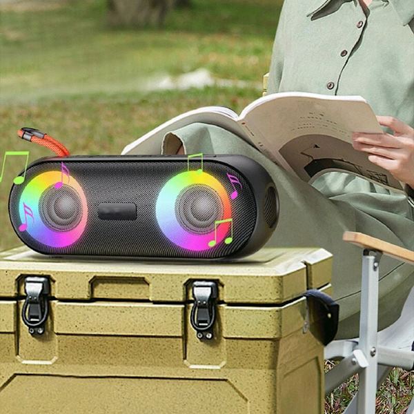 20W Bärbar Bluetooth-högtalare Subwoofer Ljudlåda med Vattentät LED-ljusfunktion för Kontor Utomhus Hemspelare