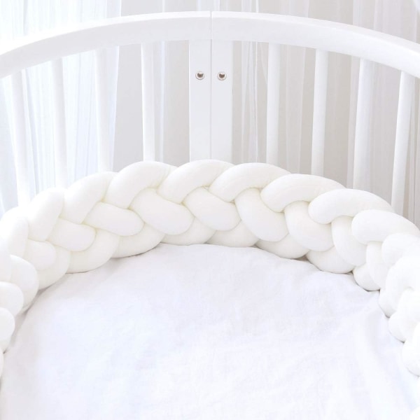Sängstötfångare Baby , 4-trådig flätad repkudde, vit