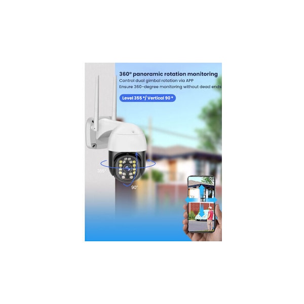 16 LED 1080P Wifi IP Kamera Overvågningskamera Nattesyn Hjemmesikkerhed P66 Vandafvisende PTZ Kontrol