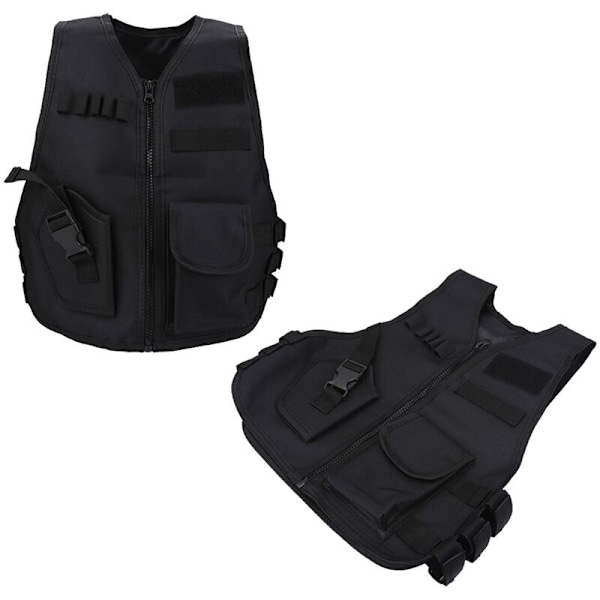 Børneåndbar Beskyttelsesvest, Udendørs Jagt Combat Spil Beskyttelsesvest, Sort S