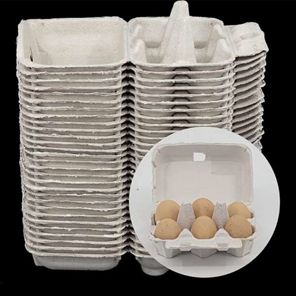 50 stk. Papiræggebakker til kyllingeæg, Pulp Fiber Holder, Bulk, Holder 6 æg, Landbrugsmarked, Rejse