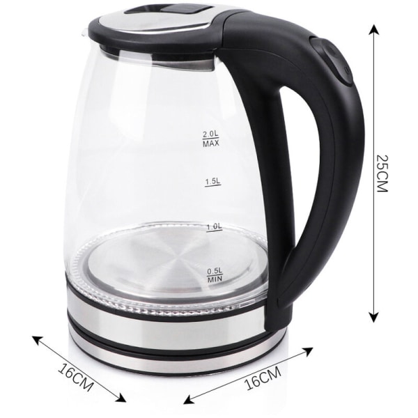 Fast Boil Electric Kettle, 2 Liter, 2000 Watt, Easy Clean Glass Kettle, Auto Power Off and Anti-Dry Function, BPA Free