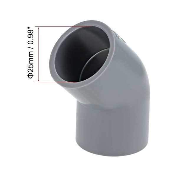 10 stk PVC-rørkobling 45 grader grå 25mm