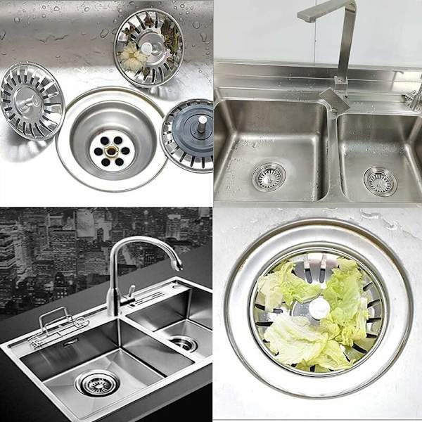 Kjøkkenvask sil, vaskepropp, rustfritt stål vask sil, INOX vaskepropp, kompatibel med de fleste vasker (diameter: 78mm)