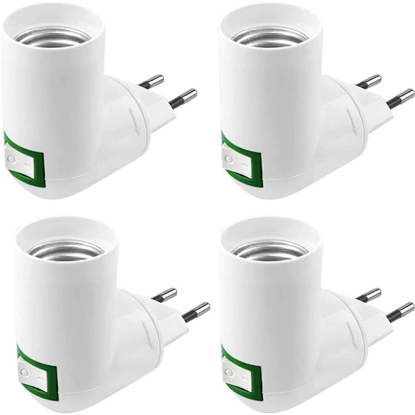 4 stycken E27 med strömbrytareuttag AC 220V Eluttag för väggkökslampa Adapter LED-lamphållare (Vit)