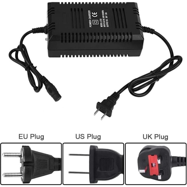 Forseglet bly-syre-lader, 36V 1,8A utgang med ladeindikator for elsykkel elektrisk scooter EU-plugg.