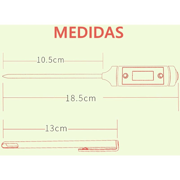 Digitalt kjøkkentermometer for babymat, mattermometer med LCD-skjerm og lang sonde for øyeblikkelig avlesning °C/°F