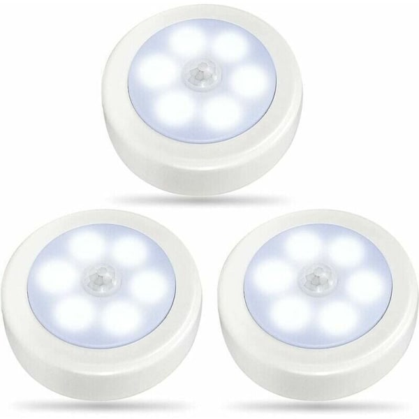 Batteridriven kallvit LED-rörelsesensor inomhusskåp för garderob, 3-pack