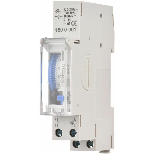 24-timmars mekanisk timer 15-minuters minimum timer Skena montering Inbyggt batteri, SUL180a AC220-240V Grå