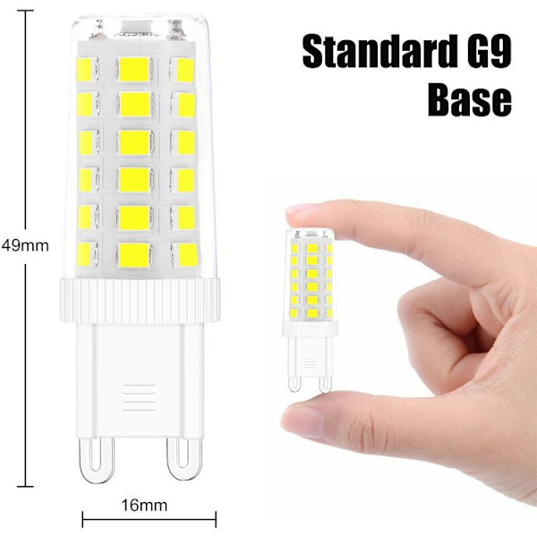G9 LED-lampor, 5W motsvarande 40W halogenlampa Vit 6000K Flimmerfri Energibesparande Ej dimbar (6-pack) [Energiklass E]