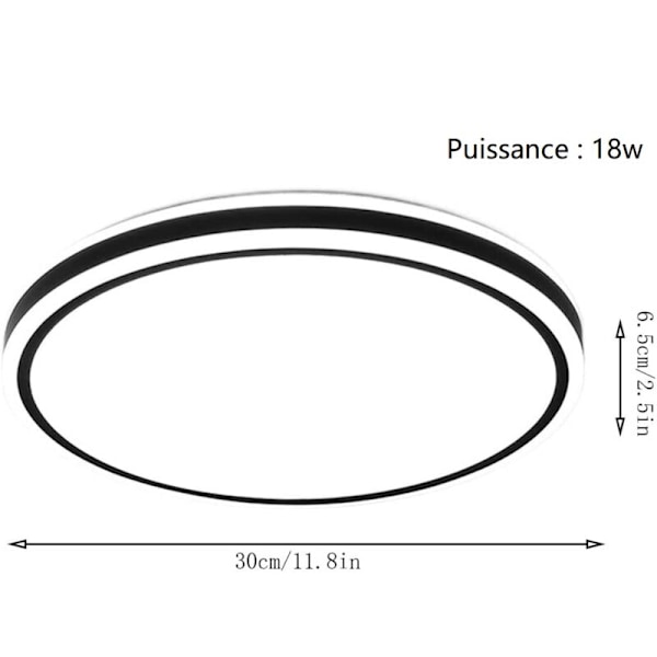 Moderne LED-taklampe, Rund taklampe 18W 1260LM, LED-taklampe for soverom, stue, gang, kjøkken, rund, φ30CM