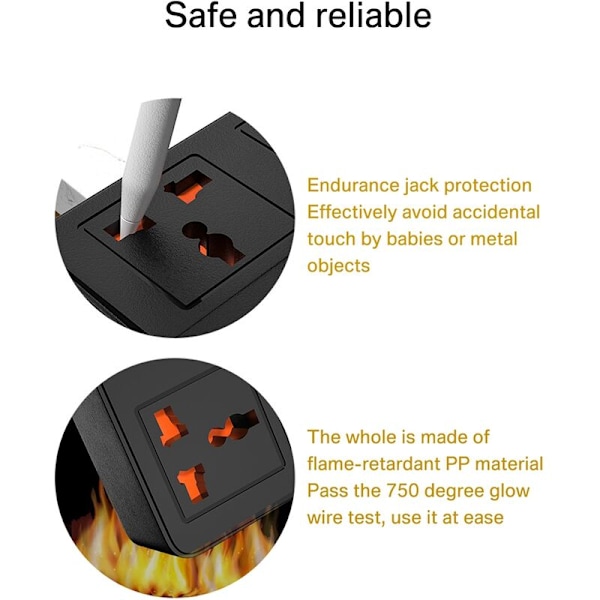 6 Portin 20W PD QC3.0 USB Pikalatauslaturi 3000W Nopea Latausasema Adapteri 6 AC Pistorasia Virtajohto - EU-Pistoke