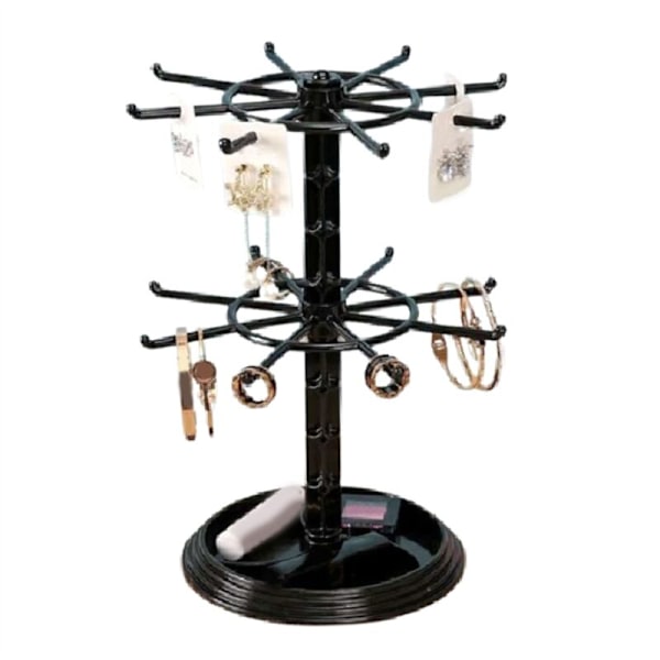 2-vånings roterande organiserare för halsband, smyckestorn, displayställ, hållare, örhänge, förvaring, klocka, utställning