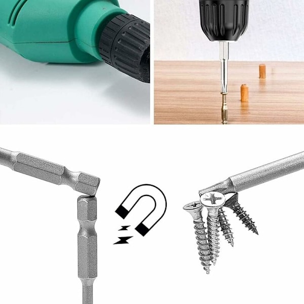 11 stk. 75 mm Torx skruetrækkerbitsæt S2 stål magnetisk sekskantfatning T6 T7 T8 T9 T10 T15 T20 T25 T27 T30 T40 - Impact Torx skruetrækkerbits til lang