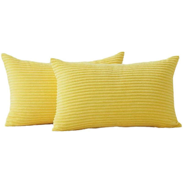 Ryggstödspöddöverdrag 2-pack Dekorativa Randiga Corduroy Rektangulära Kuddfodral Avlånga Kuddfodral för Soffa - 12 x 20 tum Sundress