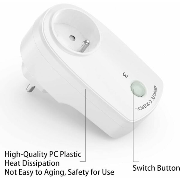 5-pack programmerbara elektriska uttag, trådlös fjärrkontrolluttag med 2 fjärrkontroller 2 batterier ingår, 30M avstånd öppet område kontroll, O