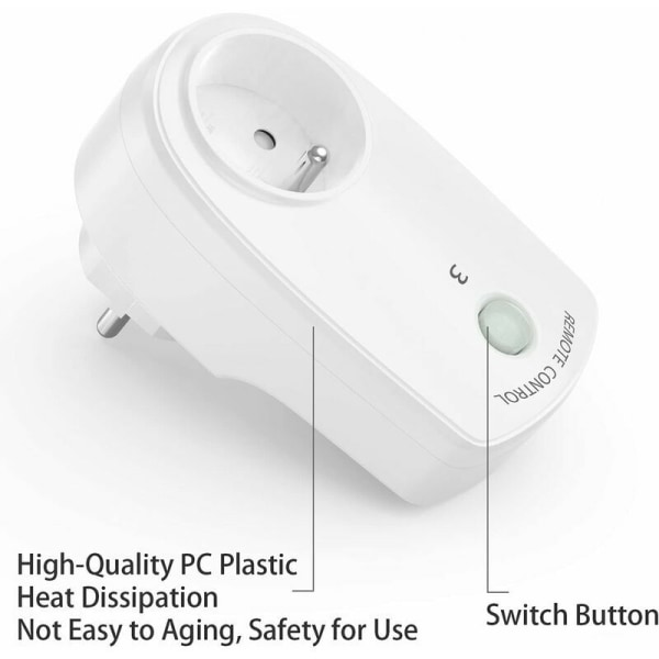 5-pak programmerbar elektrisk stikkontakt, trådløs fjernbetjeningsstik med 2 fjernbetjeninger 2 batterier inkluderet, 30M afstand åbent område kontrol, O