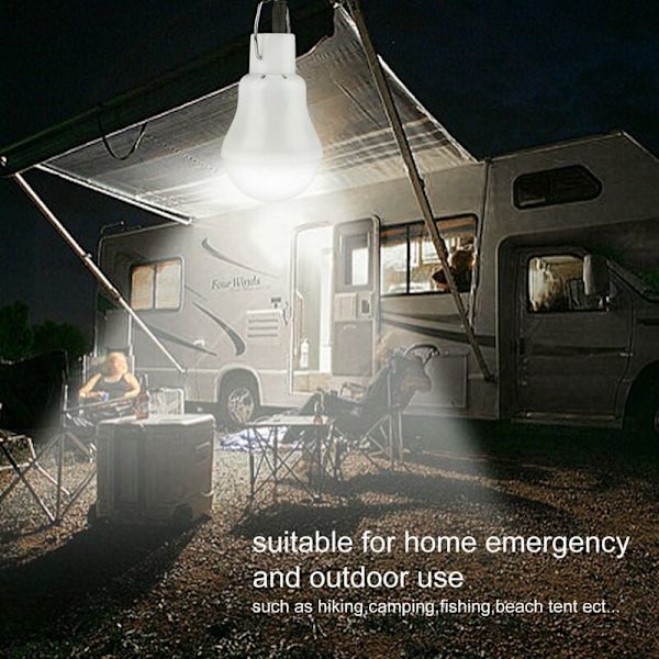 2 Bærbare Solcelle Camping Lys, LED Solcelle Pære Sol Nødlampe Lys Have Lanterne Solbelysning med Krog Pære Panel til Camping, Fiskeri, H