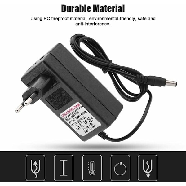 Lithium-ion Batteri Strømadapter, AC 100-240V DC 21V 2A Udskiftningsoplader Strømadapter..