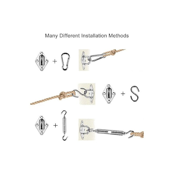 Skygge Sejl Beslagssæt 42 Dele Rustfrit Stål Hardware til Skygge Sejl Installation, Gynger, Hængekøjer, 15-22CM